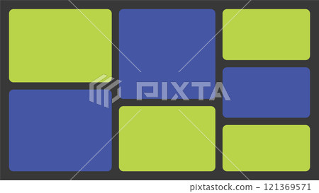 Bento square box template. Y2K collage grid shapes. Geometry modular moodboard frames. UI design elements border. Label textboxes composition pack. Trendy blocks blank layout. Vector illustration. 121369571