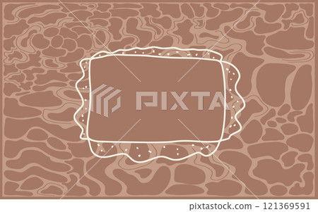 Brown background with rectangle frame. Abstract Mocha mousse organic shapes textured template. Monochrome chocolate liquid effect backdrop. Minimal modern nude colors. Vector illustration 121369591