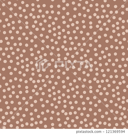 Brown monochrome seamless pattern. Polka dot print mocha mouse endless background. Abstract chocolate repeat cover. Minimal modern nude continuous ornament. Vector hand drawn illustration. Brown monochrome seamless pattern. Polka dot print mocha mouse endless background. Abstract chocolate repeat cover. Minimal modern nude continuous ornament. Vector hand drawn illustration. 121369594