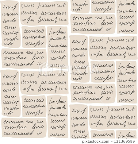 Scribble handwritten text seamless pattern. Unreadable letter geometric blocks endless background. Illegible note modular repeat cover. Vector hand drawn illustration. Scribble handwritten text seamless pattern. Unreadable letter geometric blocks endless background. Illegible note modular repeat cover. Vector hand drawn illustration. 121369599