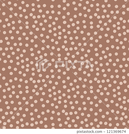 Brown monochrome seamless pattern. Polka dot print mocha mouse endless background. Abstract chocolate repeat cover. Minimal modern nude continuous ornament. Vector hand drawn illustration. Brown monochrome seamless pattern. Polka dot print mocha mouse endless background. Abstract chocolate repeat cover. Minimal modern nude continuous ornament. Vector hand drawn illustration. 121369674