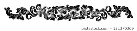 Filigree Heraldic Heraldry Pattern Band Vine 121370309