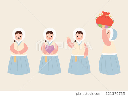 Vector illustration of a girl wearing hanbok 121370735