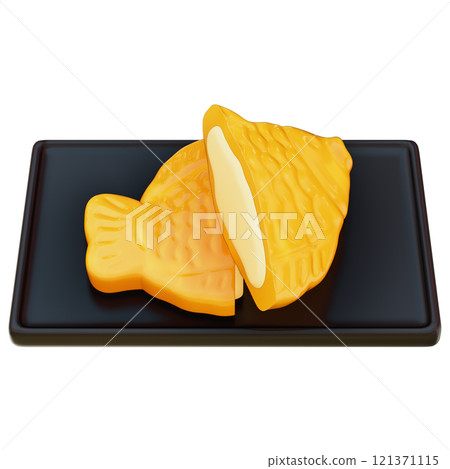 Taiyaki with custard cream filling Clipart , Japanese Fish-Shaped Pastry , Korean street food Bungeoppang On transparent background , 3D Rendering Taiyaki with custard cream filling Clipart , Japanese Fish-Shaped Pastry , Korean street food Bungeoppang On transparent background , 3D Rendering 121371115