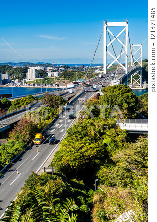 Kanmon Bridge from Mekari No. 2 Observation Deck [Kitakyushu City, Fukuoka Prefecture] 121371485