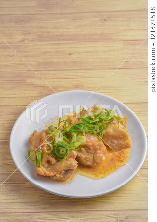 Grilled chicken thighs with miso Grilled chicken thighs with miso 121371518