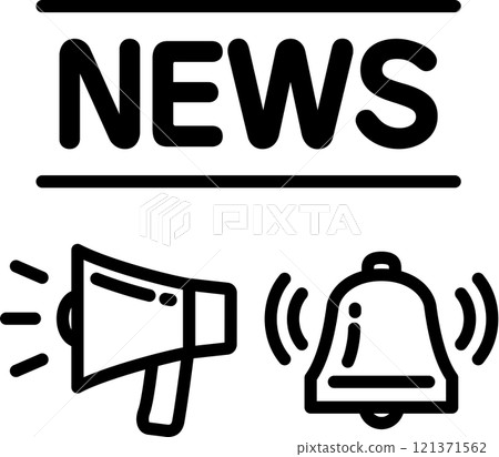 NEWS letters, megaphone and bell mark NEWS letters, megaphone and bell mark 121371562