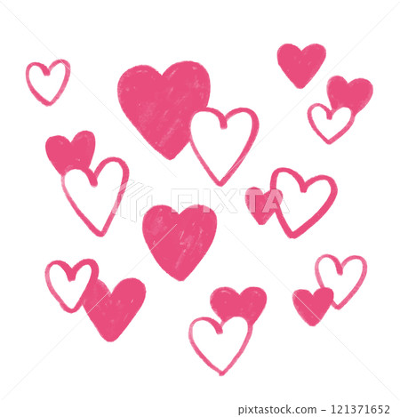 Hand-drawn heart illustration icon. An illustration of many hearts. A doodle of a Valentine's Day image. 121371652