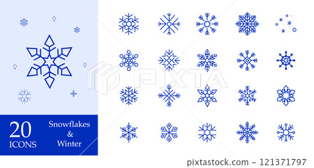 Snowflake icons Snowflake icons 121371797