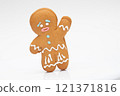 Christmas gingerbread man cookie on white background 121371816