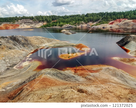Quarry for the extraction of multi-colored clay in the Ural Mountains 121372025