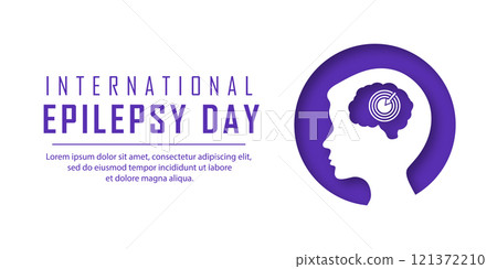World International Epilepsy Day. White banner with a silhouette of a boy. Vector illustration in paper cut style World International Epilepsy Day. White banner with a silhouette of a boy. Vector illustration in paper cut style 121372210