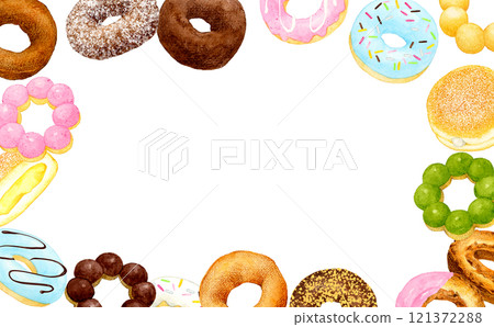 甜甜圈框架手繪水彩插畫糖果糖果背景素材 甜甜圈框架手繪水彩插畫糖果糖果背景素材 121372288