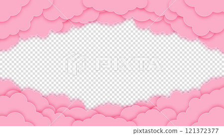 Greeting card. Love concept. Pink clouds or nubes on a transparent background. Vector illustration. Happy Valentine's Day and Woman's Day concept 121372377