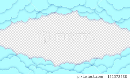 Happy Valentine's Day greeting card. Blue clouds or nubes on a transparent background. Vector illustration 121372388