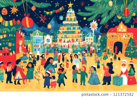 A vibrant depiction of Christmas traditions from around the world 121372582