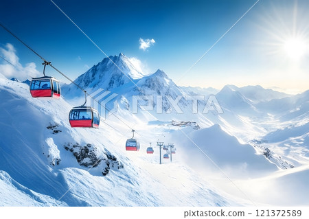 ski resort mountain, ski resort mountain 121372589