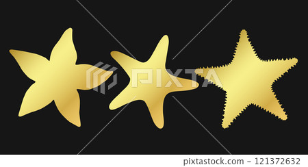 Set golden starfish sign icon on black background. Gold vector clipart illustration Set golden starfish sign icon on black background. Gold vector clipart illustration 121372632