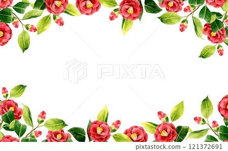 紅山茶花背景,冬春花手繪水彩插畫素材 紅山茶花背景,冬春花手繪水彩插畫素材 121372691