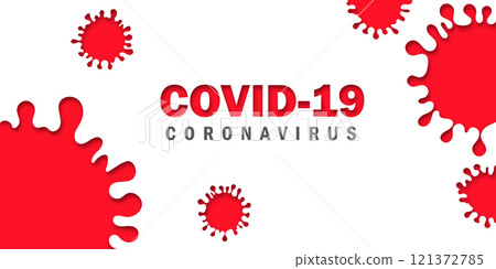 Vector of Coronavirus 2019-nCoV and Virus background with disease cells and red blood cell. RED COVID-19 Corona virus outbreaking and Pandemic medical health risk concept. Vector illustration 121372785