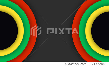 Black History Month. Abstract red, yellow, green circle color banner on black background. Copy space for text. Art illustration 121372888