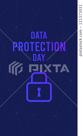 Data Protection Day featuring lock on screen,signifying the safety of information and documents.Vertical Design template for poster for National Cybersecurity Awareness Month.Holiday theme Data Protection Day featuring lock on screen,signifying the safety of information and documents.Vertical Design template for poster for National Cybersecurity Awareness Month.Holiday theme 121373031
