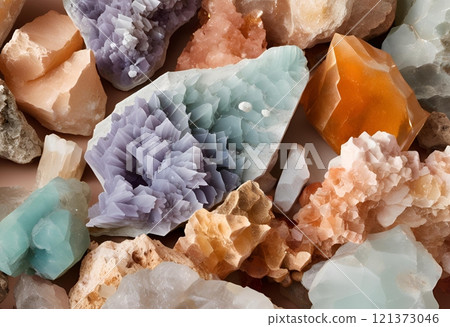 Multicolored faceted crystal with vibrant sparkling hues.AI Generated 121373046