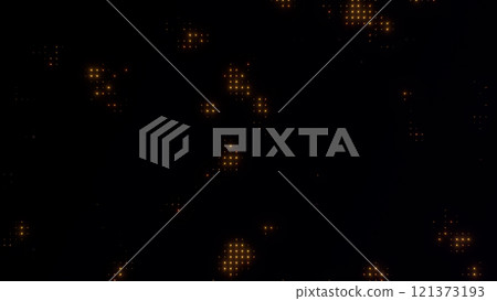 Digital orange glowing halftone motion abstract light bulbs disco wall background. Bright dots flowing backdrop and pixel stripped animation. Digital orange glowing halftone motion abstract light bulbs disco wall background. Bright dots flowing backdrop and pixel stripped animation. 121373193