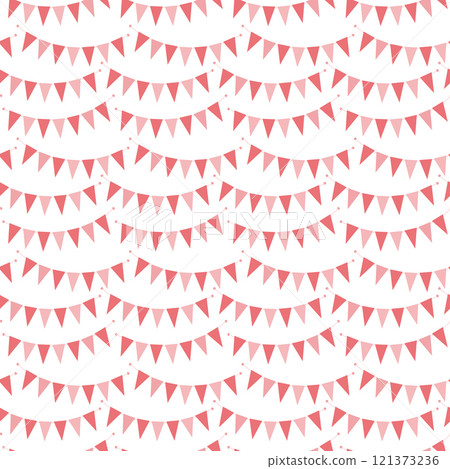 Triangular Pennant garland on rope Minimalistic Seamless Pattern in trendy monochrome soft pink 121373236