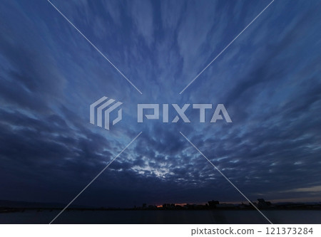 Morning sky with clouds spreading across the sky, spring, ultra-wide angle, sky-focused, 240317am 121373284