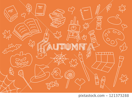 Hand-drawn illustration set of autumn items 121373288