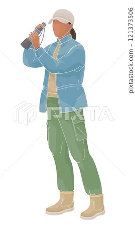 African American women birdwatching with spotting scope in outdoor clothes African American women birdwatching with spotting scope in outdoor clothes 121373506