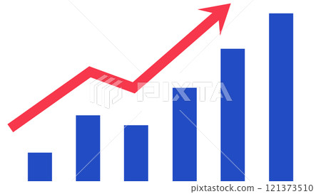 Rising bar graph and arrow 121373510