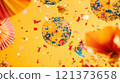 Colorful lanterns and decorations create a vibrant atmosphere during a festival. Generative AI 121373658