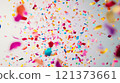 Colorful confetti fills the air during a festive celebration. Generative AI 121373661