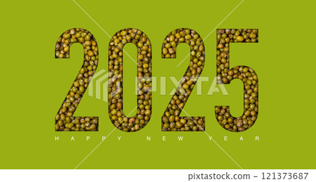 2025 mung bean new year concept on a green background concept series  121373687