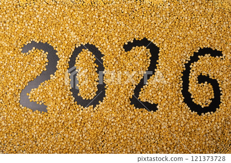 2026 new year concept on a split peas background 121373728
