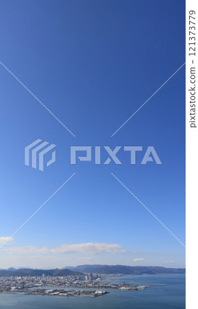View of Takamatsu Port and the city from Yashima (just before the Anabuki Arena Kagawa was completed) 121373779