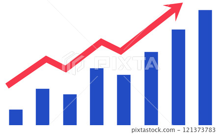 Rising bar graph and arrow 121373783