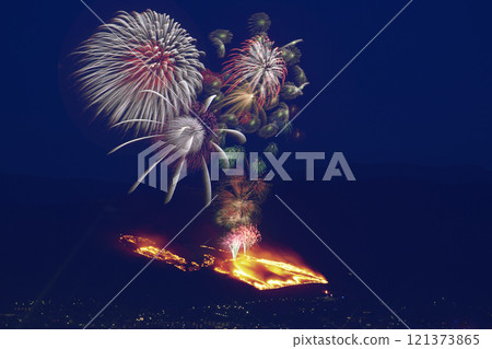 Fireworks that light up the winter sky: Wakakusayama Yaki in Nara Fireworks that light up the winter sky: Wakakusayama Yaki in Nara 121373865
