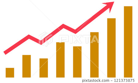 Rising bar graph and arrow Rising bar graph and arrow 121373875