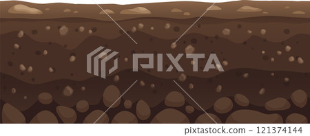 Seamless ground layers showing different textures of soil and rocks underground, useful for illustrating the composition of terrain for educational purposes Seamless ground layers showing different textures of soil and rocks underground, useful for illustrating the composition of terrain for educational purposes 121374144