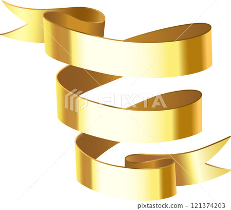 Luxurious golden ribbon swirls and waves, creating elegant curves against a pristine white backdrop, symbolizing celebration, luxury, and achievement Luxurious golden ribbon swirls and waves, creating elegant curves against a pristine white backdrop, symbolizing celebration, luxury, and achievement 121374203