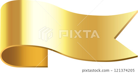 Shiny metallic gold ribbon gracefully waving in the air, adding an elegant touch to celebratory designs and enhancing festive decorations for various occasions Shiny metallic gold ribbon gracefully waving in the air, adding an elegant touch to celebratory designs and enhancing festive decorations for various occasions 121374205