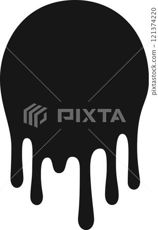 Current black paint streams are flowing down from a circle, creating a visually striking image of fluidity and movement, resembling ink or oil Current black paint streams are flowing down from a circle, creating a visually striking image of fluidity and movement, resembling ink or oil 121374220