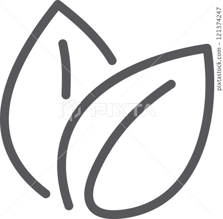 Minimalist vector illustration featuring two overlapping gray leaves, symbolizing nature, ecology, and organic products, ideal for businesses focused on sustainability and environmental awareness 121374247