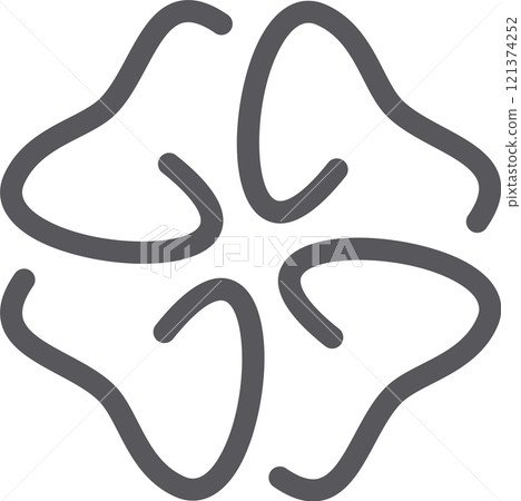 Hand drawn illustration featuring a four leaf clover, representing luck, good fortune, and prosperity, set against a clean, white background for a minimalist touch 121374252