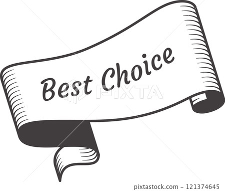 Vintage style ribbon banner highlighting premium quality products, perfect for sale offers or shopping promotions, embodying elegance and timeless appeal in marketing designs 121374645