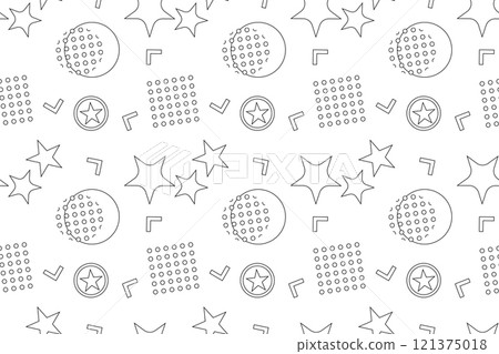 Black-and-White Geometric Pattern with Stars and Circles 121375018