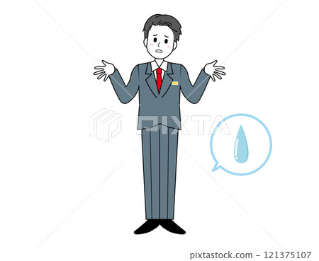 Illustration of a male salesperson serving customers Full-body illustration of a male businessman 121375107
